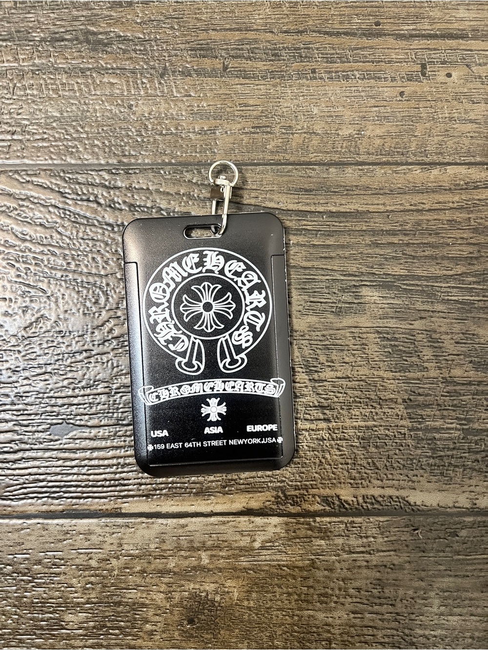 Chrome Hearts Black Plastic Travel Luggage Tag with Metal Clip/ keychain
